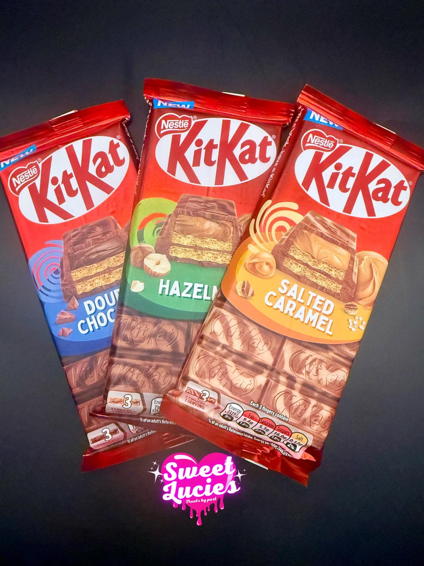 Limited edition kitkat Gift Box Hazelnut, Double Chocolate & Salted Caramel Brand new